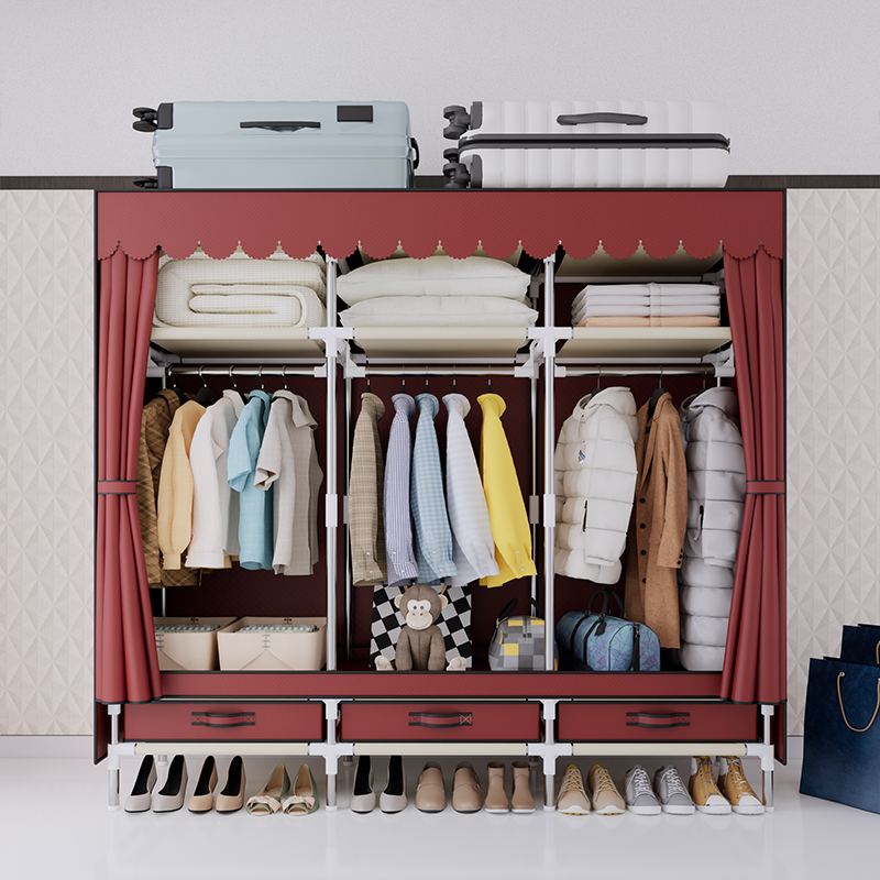 Wardrobe Closet Portable Fabric Cover - Lemari Pakaian Portabel Rangka Baja Kain