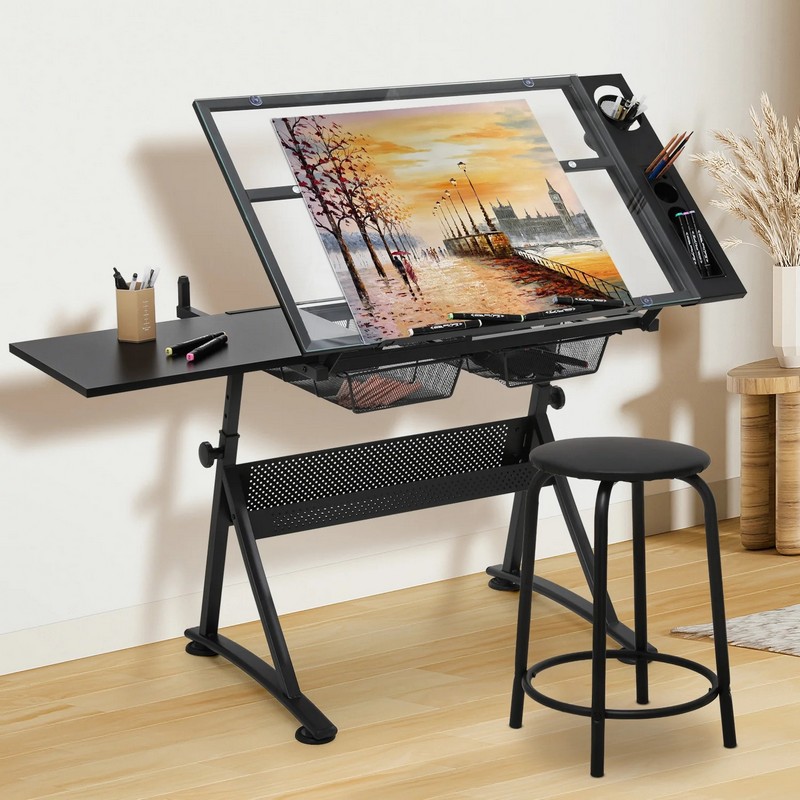 Tables - Meja Gambar dengan Kaca Tempered dan