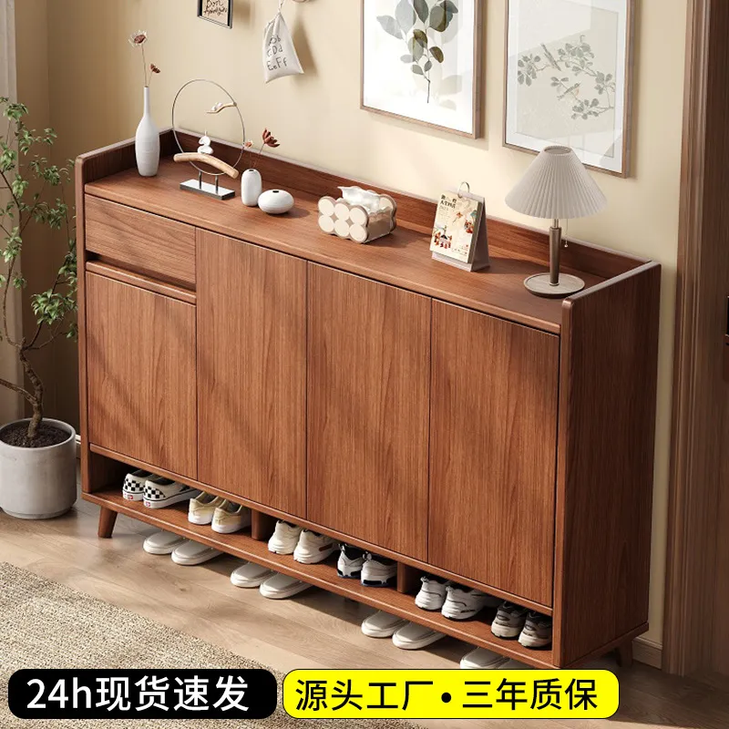 Shoe Rack Cabinet Narrow Entryway - Lemari Sepatu Kayu Solid untuk Lorong