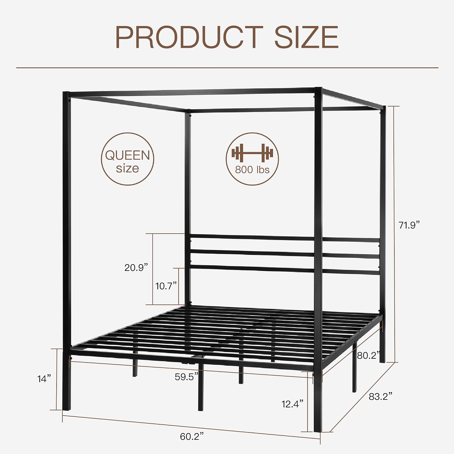 Canopy Bed Frame Metal Queen - Rangka Tempat Tidur dengan Kanopi Logam