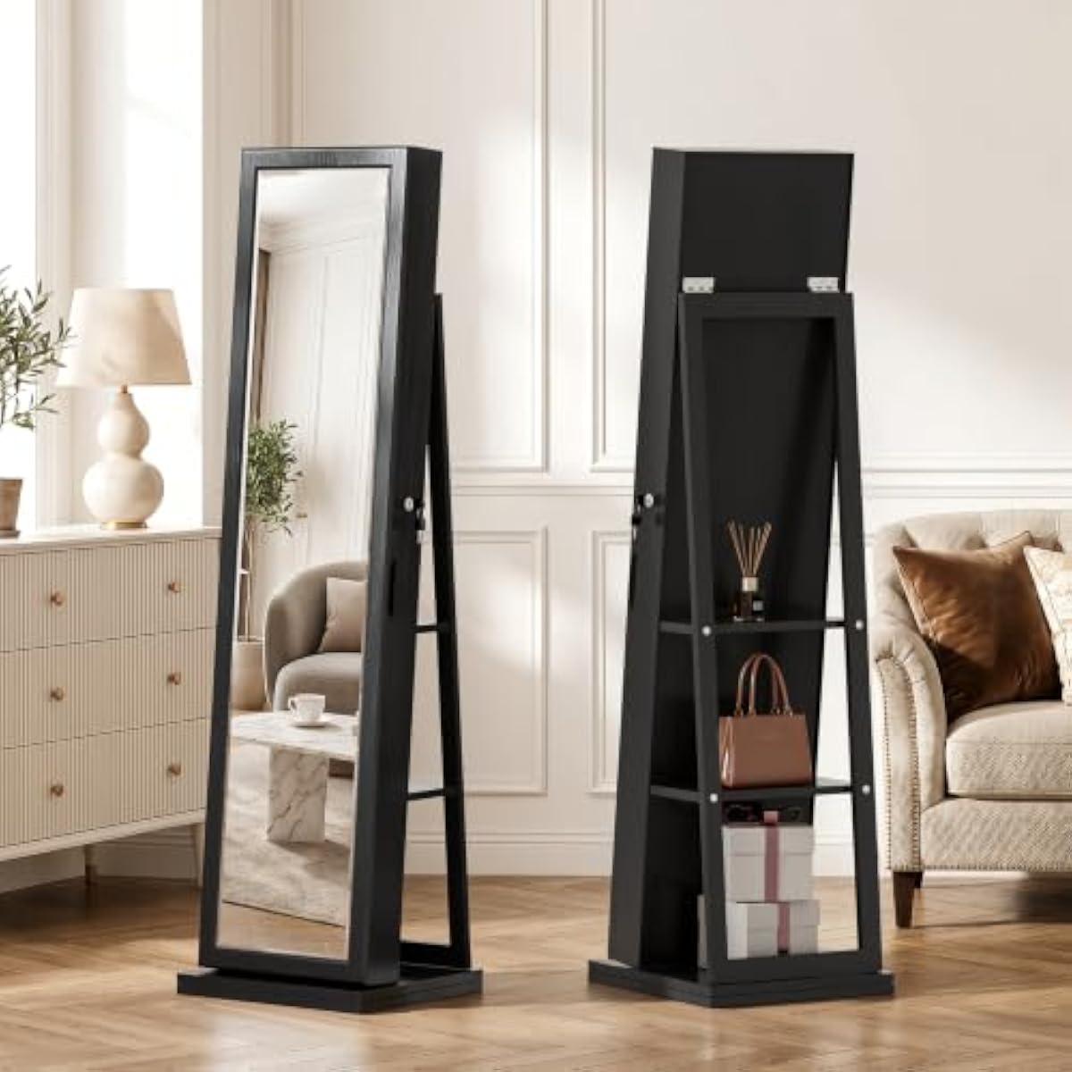 Lemari Perhiasan Berdiri Hitam - Full Length Mirror Jewelry Armoire ulasan dan harga