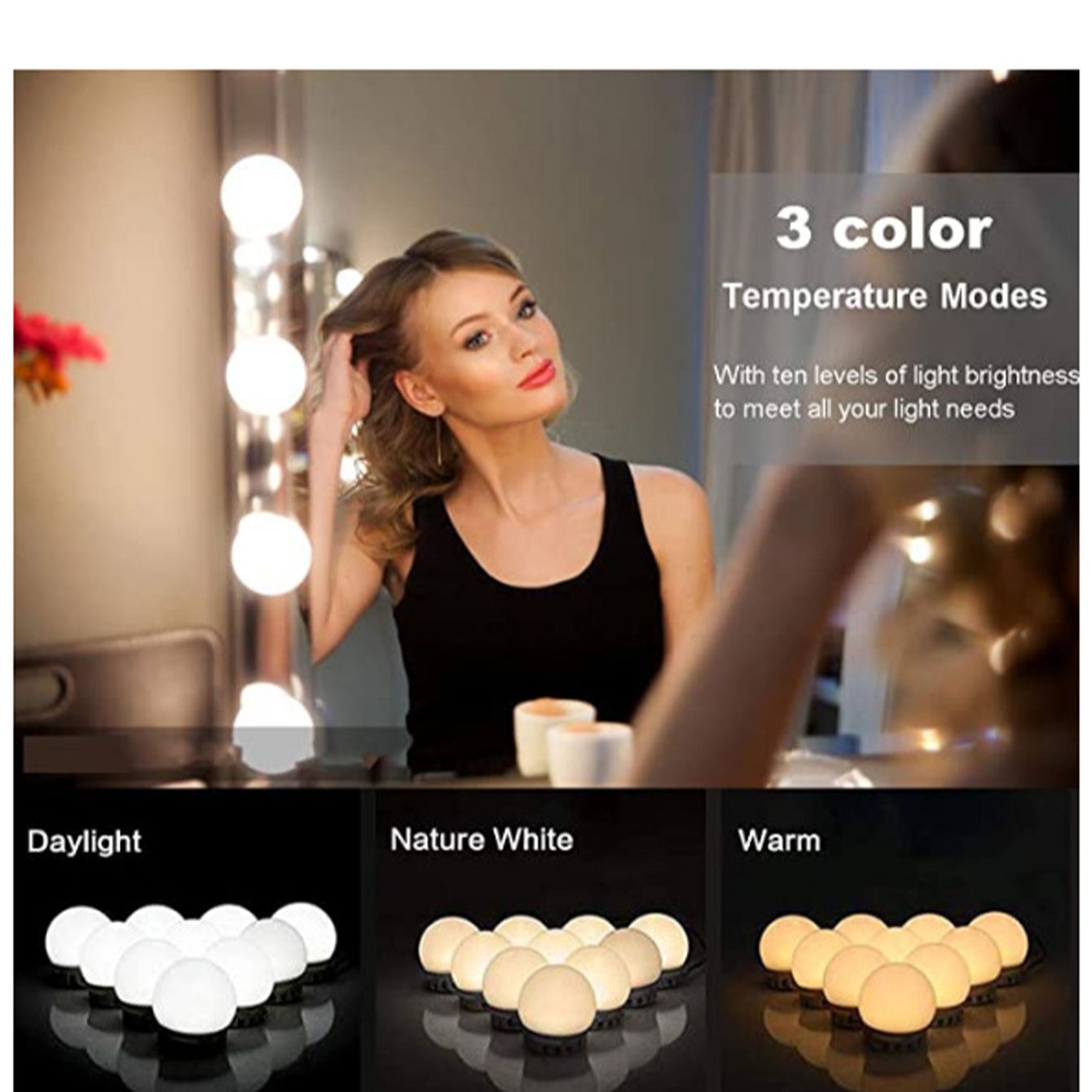 Lampu cermin rias LED USB, lam - Dressing Table Vanity With Lighted Mirror ulasan dan harga