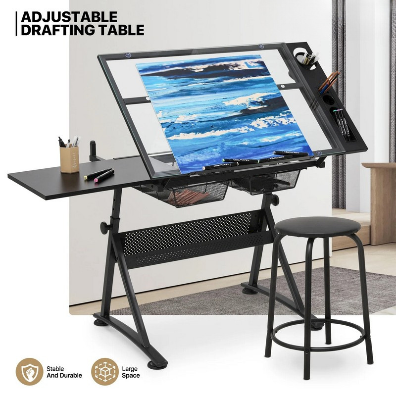 Meja Gambar dengan Kaca Temper - Tables ulasan dan harga
