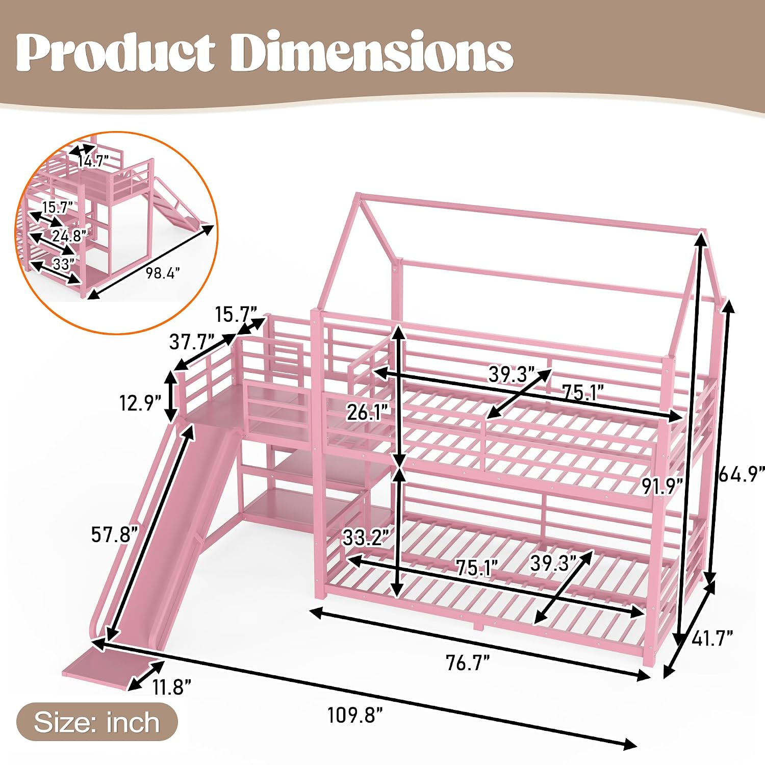 Tempat Tidur Susun dengan Pero - Bunk Bed With Stairs And Slide ulasan dan harga