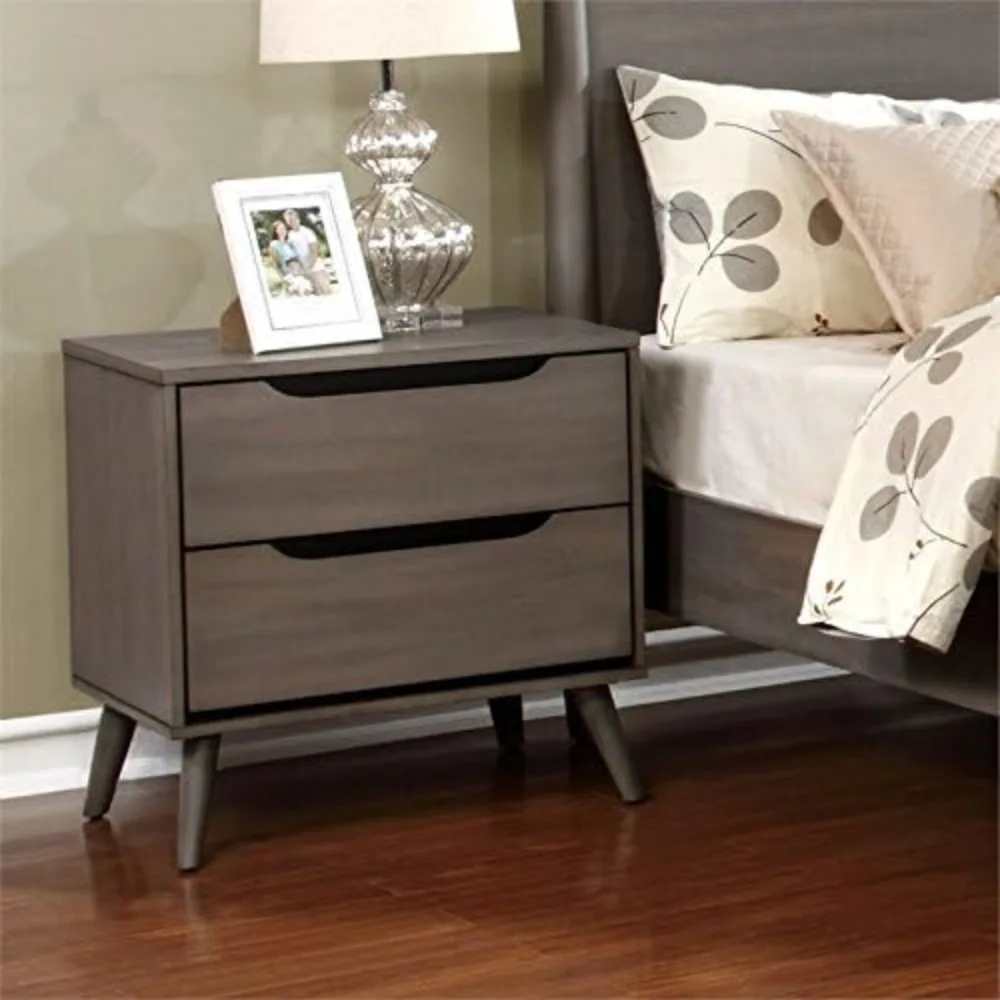 Nakas kayu solid/veneer kayu/M - Solid Wood Nightstand 2 Drawers ulasan dan harga