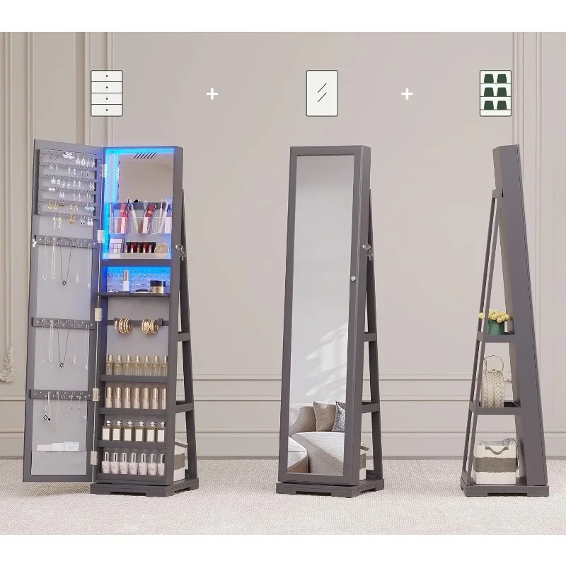 Lemari Perhiasan LED dengan Ce - Full Length Mirror Jewelry Armoire ulasan dan harga