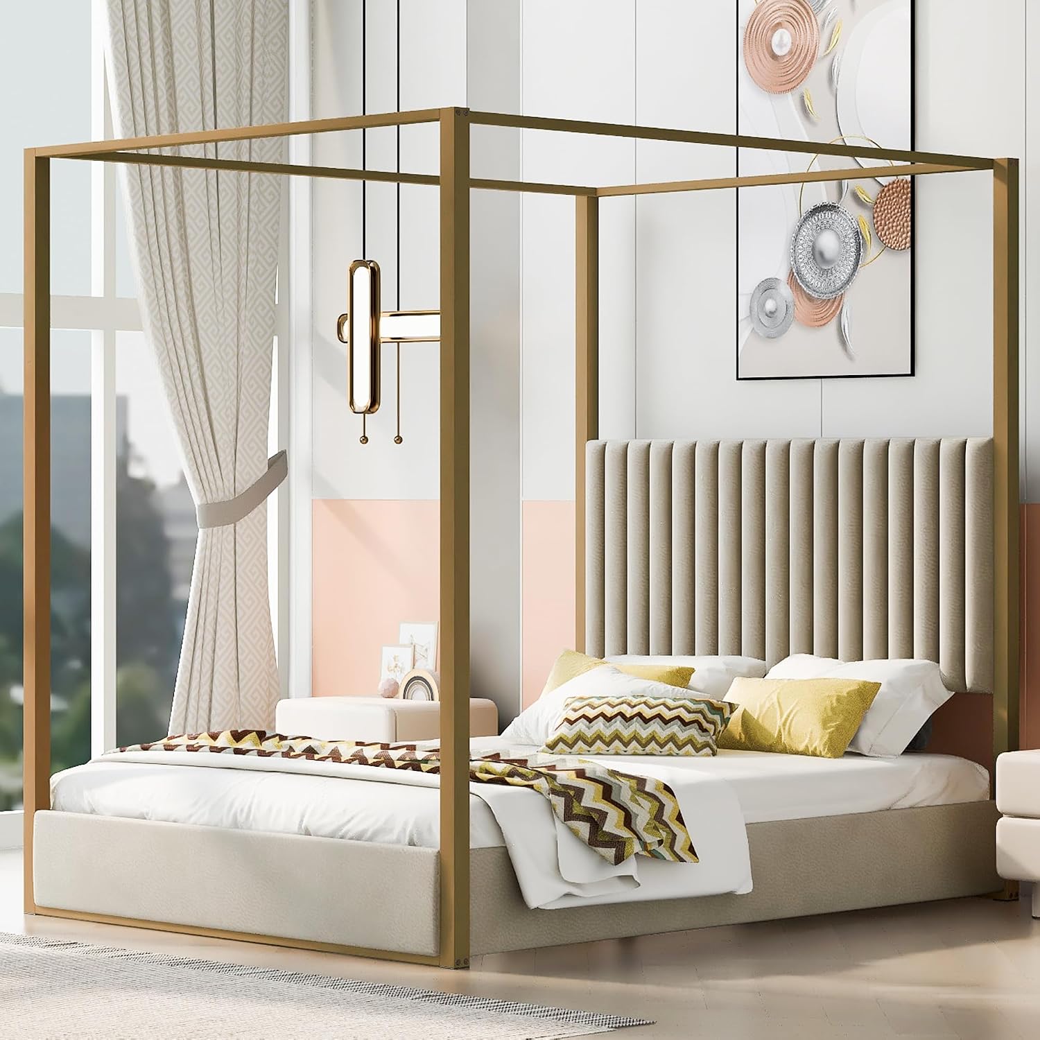 Tempat Tidur Platform Kanopi M - Canopy Bed Frame Metal Queen ulasan dan harga