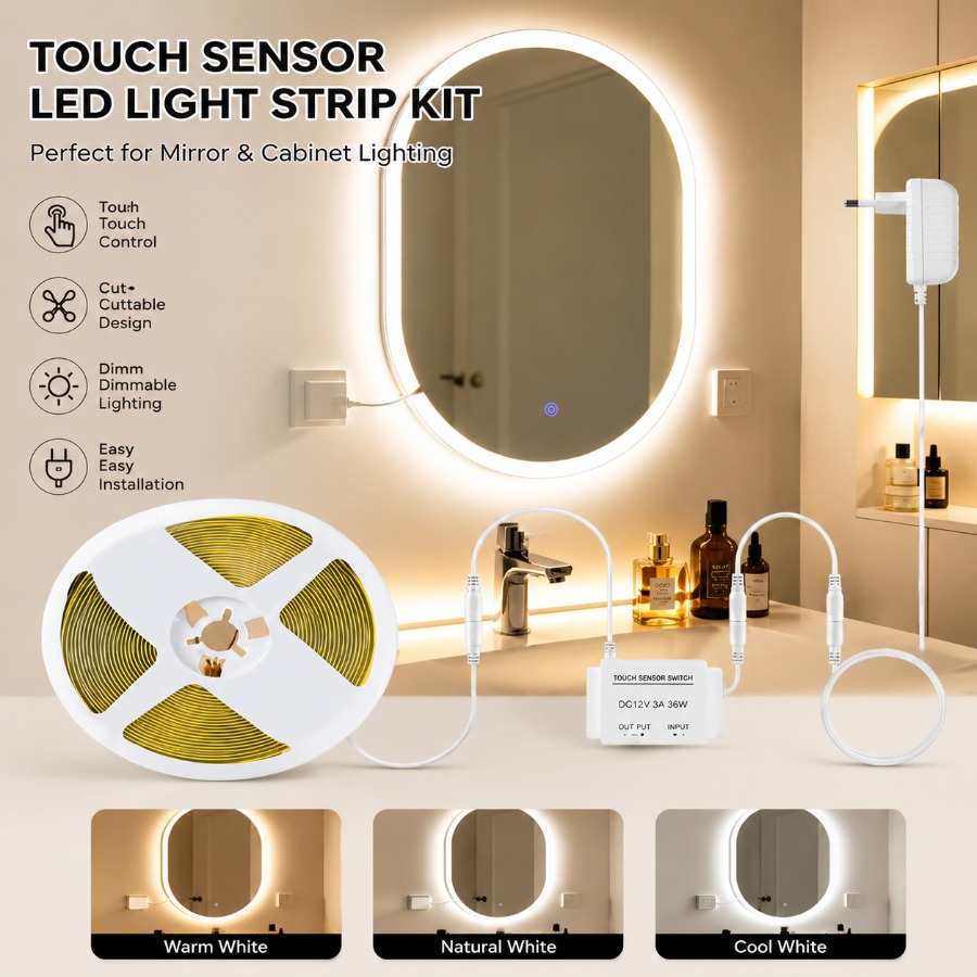 1 Set Cermin Rias Kamar Mandi  - Dressing Table Vanity With Lighted Mirror ulasan dan harga