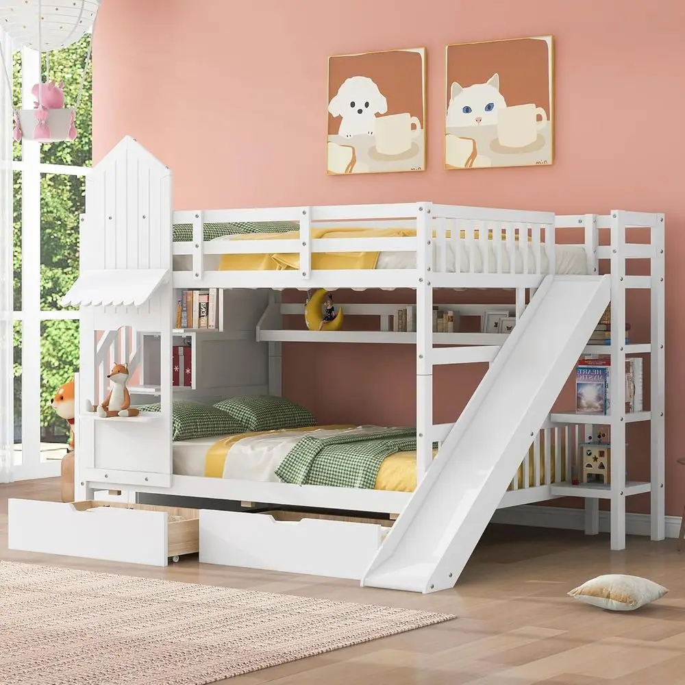 Tempat Tidur Tingkat Twin Over - Bunk Bed With Stairs And Slide ulasan dan harga