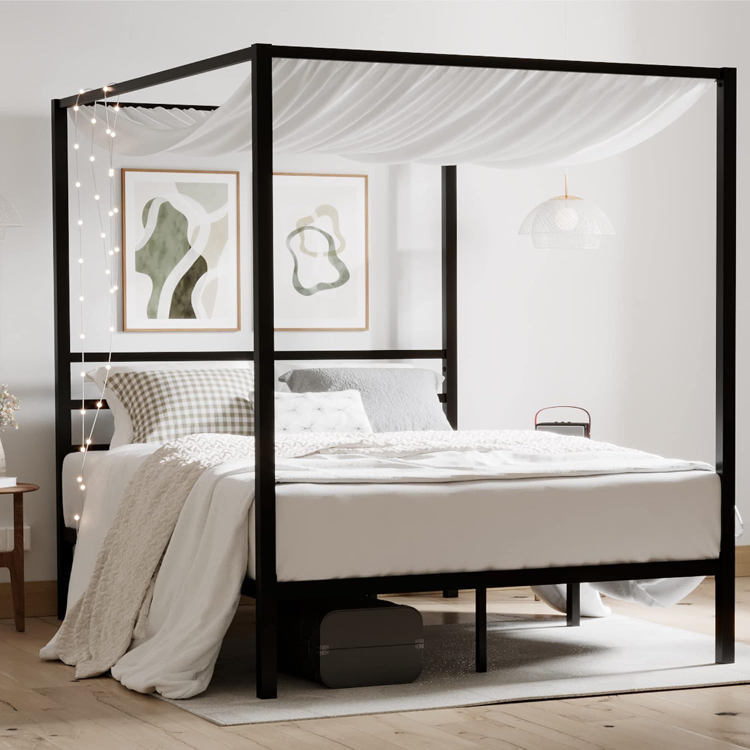 Rangka Tempat Tidur dengan Kan - Canopy Bed Frame Metal Queen ulasan dan harga