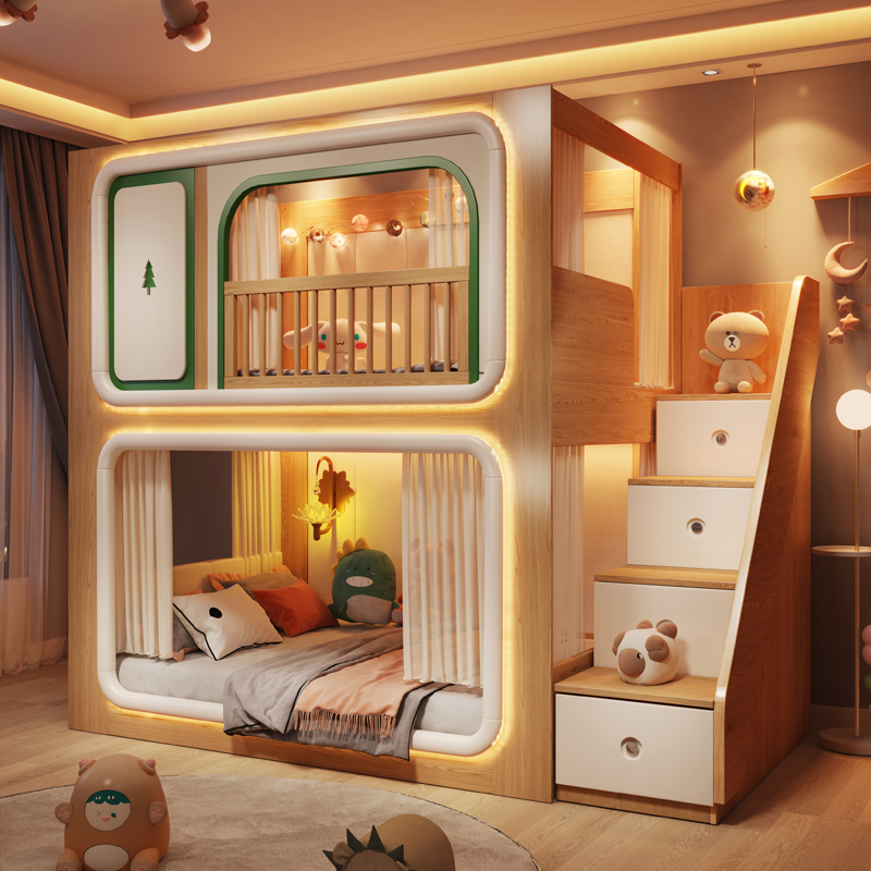 Tempat Tidur Anak-anak Double  - Bunk Bed With Stairs And Slide ulasan dan harga