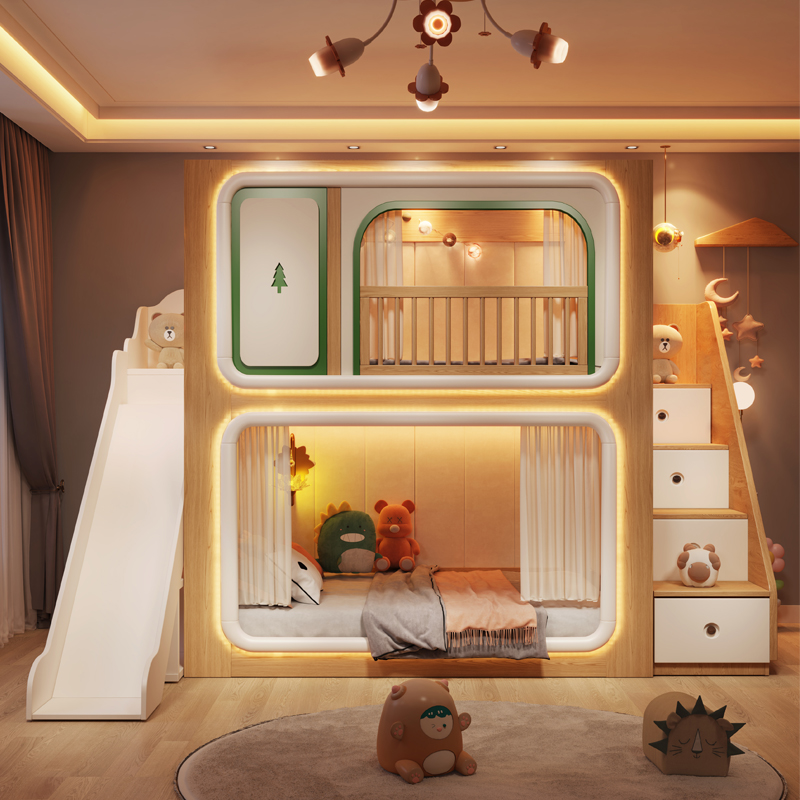 Tempat Tidur Anak-anak Double  - Bunk Bed With Stairs And Slide ulasan dan harga