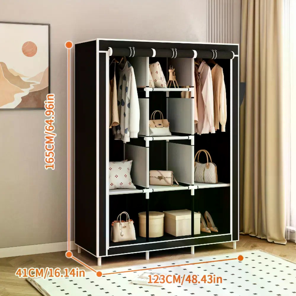 Lemari pakaian portabel 64 inc - Wardrobe Closet Portable Fabric Cover ulasan dan harga
