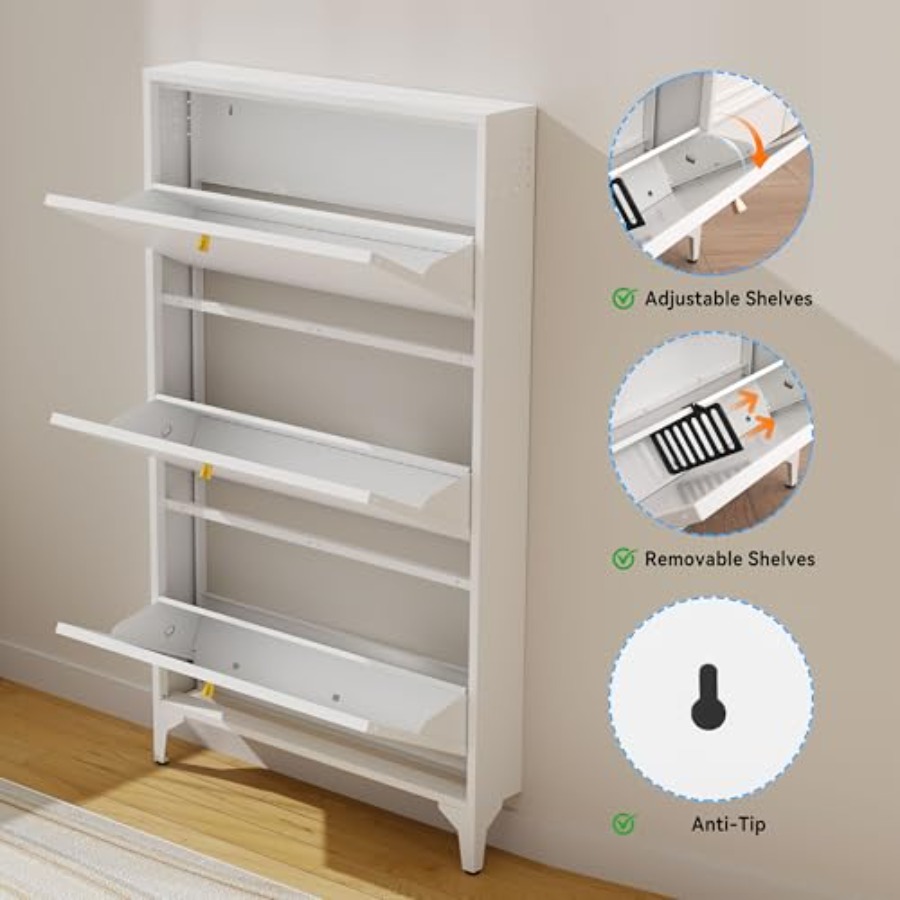 Lemari Sepatu Berdiri Bebas de - Shoe Rack Cabinet Narrow Entryway ulasan dan harga